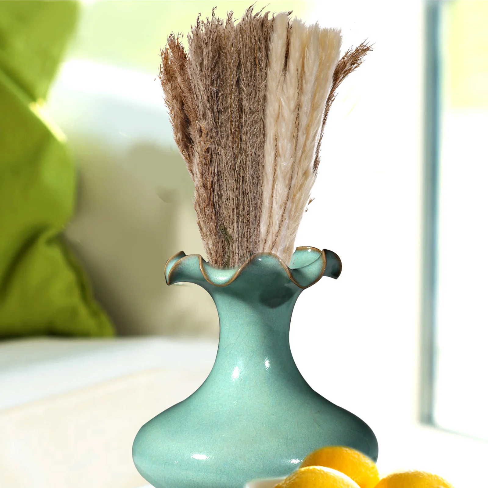 

1Set Fake Pampas Grass Reed Bouquet Artificial Flower Arrangement Vase Decor Wedding Party Decoration Faux Pampas Grass