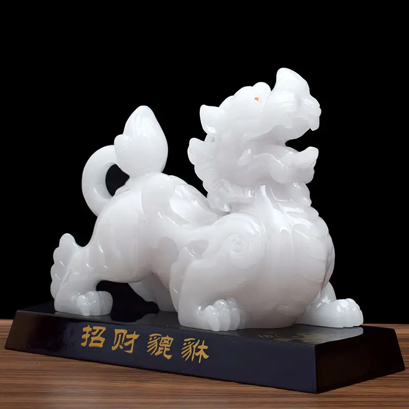 

HOME OFFICE Company SHOP Efficacious thriving business good luck Money Drawing Resin white jade Dragon PI XIU FENG SHUI statue