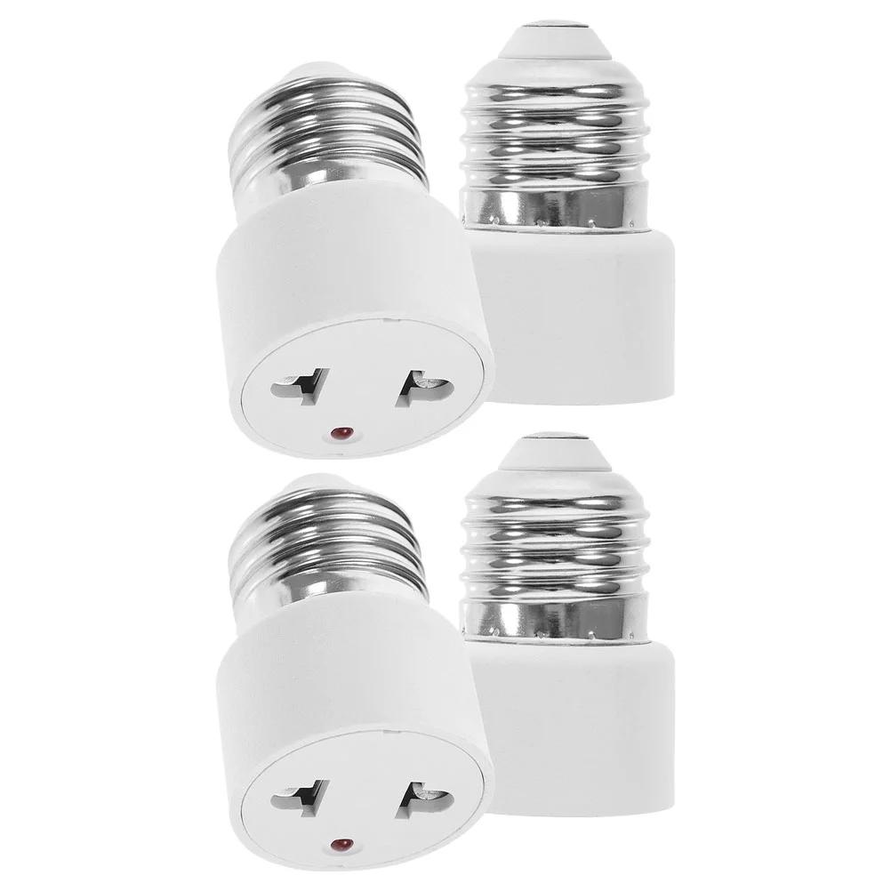 

4 Pcs Light Bulb Socket Converter Polarized to Plug Adapter E27 Lamp Supply Outlet