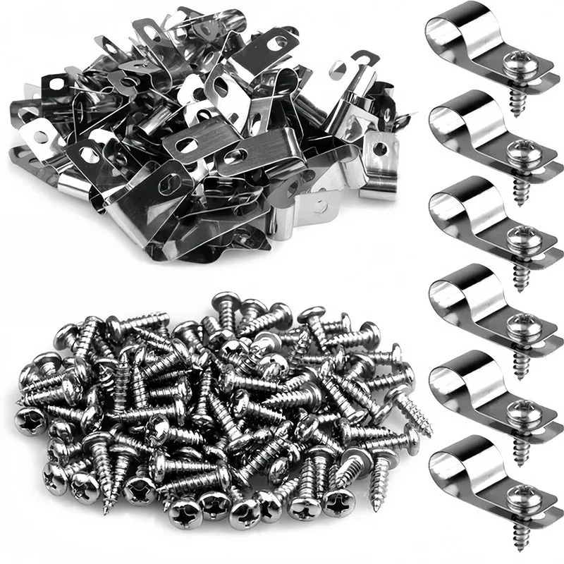 

310 Clips + 310 Nails, Heavy-Duty R-Type Fence Clips, for Chain Fence & Wood Posts