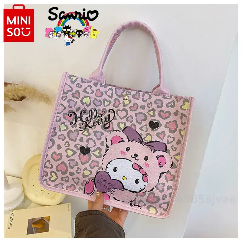 Miniso Hello Kitty nowa damska torebka modna wysokiej jakości damska torba na ramię kreskówka duża pojemność damska Mini torba