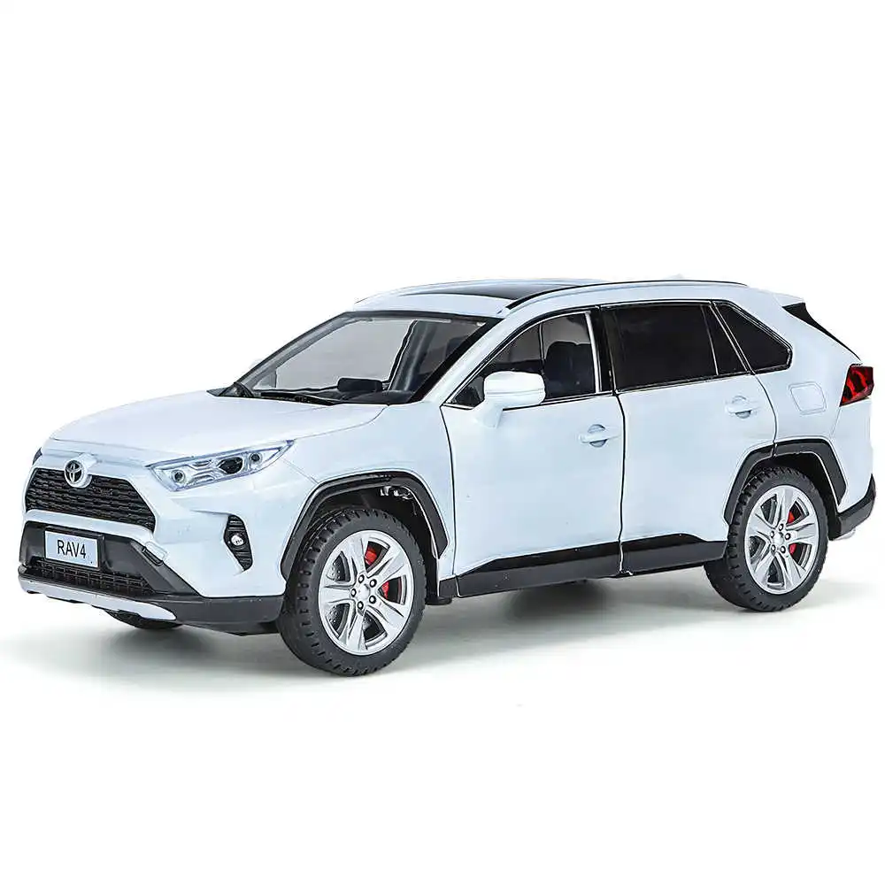 1/24 TOYOTA RAV4 SUV Sport Diecast Alloy Miniature Toy Car Model Remote Control Sound Light Pull Back Collection Gift For Boy