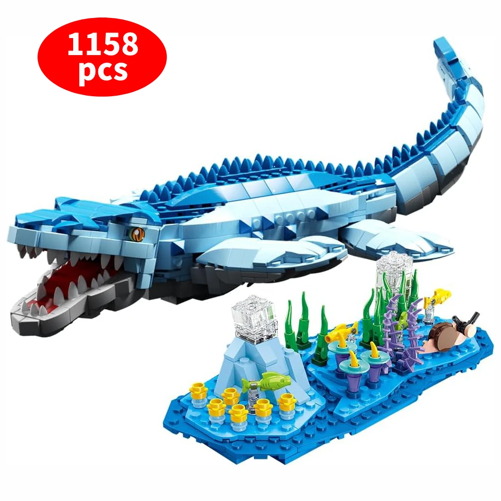 Jurassic Mosasaurus Building Blocks Set 1158 Pieces Brick Building Kit Dinosaur World Park Toys for Boys Compatible with Legoed