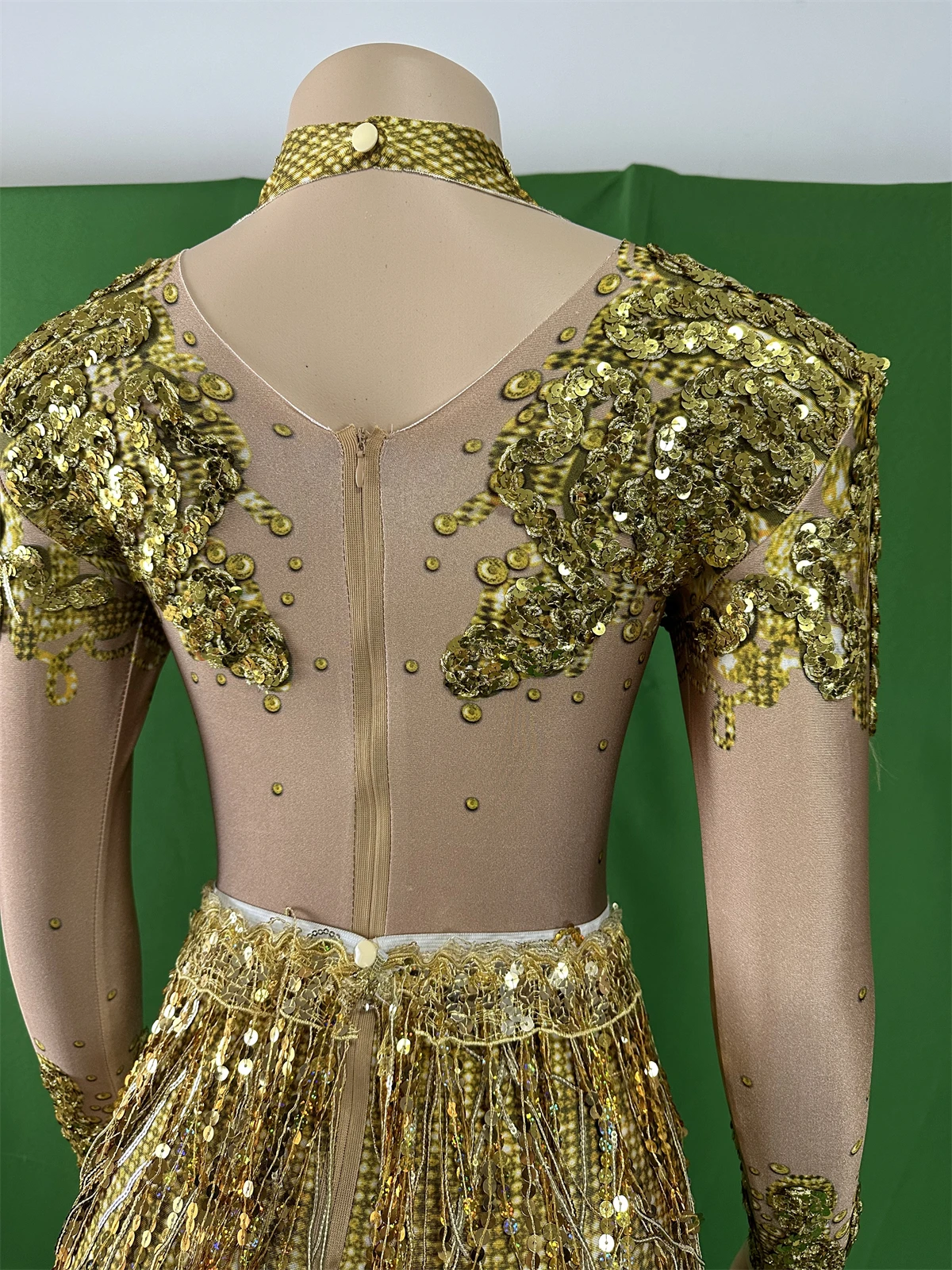 2026 feminino ouro brilhante lantejoulas strass 2 pçs conjunto vestido design festa de aniversário desempenho cocktail ternos do corpo trajes franja