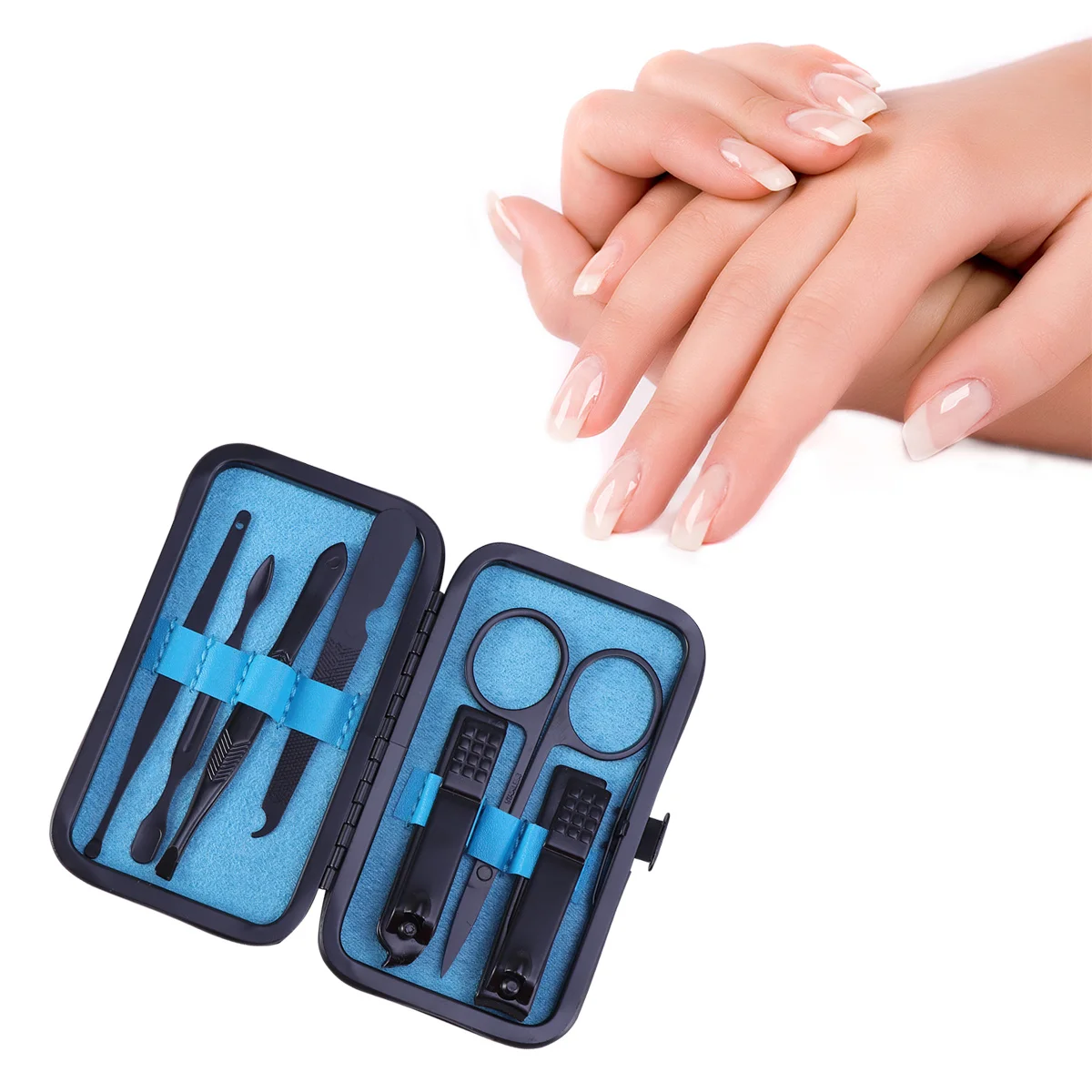 7Pcs Maniküre Pediküre Kit Nagel Pflege Set Carbon Stahl Nagel Pflege Werkzeuge Mehrzweck Langlebig Reise Fall Hand Fuß Pflege