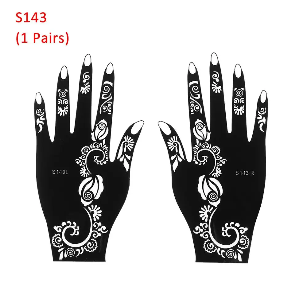 1 Pair New Beauty Makeup  Stencils Henna Template Sticker DIY Body Art Temporary Hand Decal