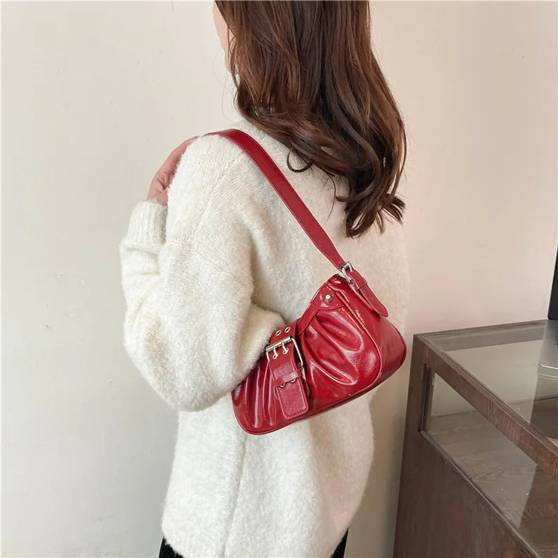 

Premium texture underarm bag women's 2025 new fashion pleated dumpling bag retro foreign style messenger women's bag