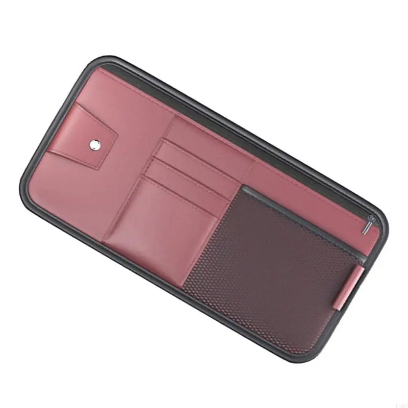 

D5BE PU Кожаный солнечный шад Организуется с зажимом для солнцезащитных очков с несколькими карманными хранением для грузовиков