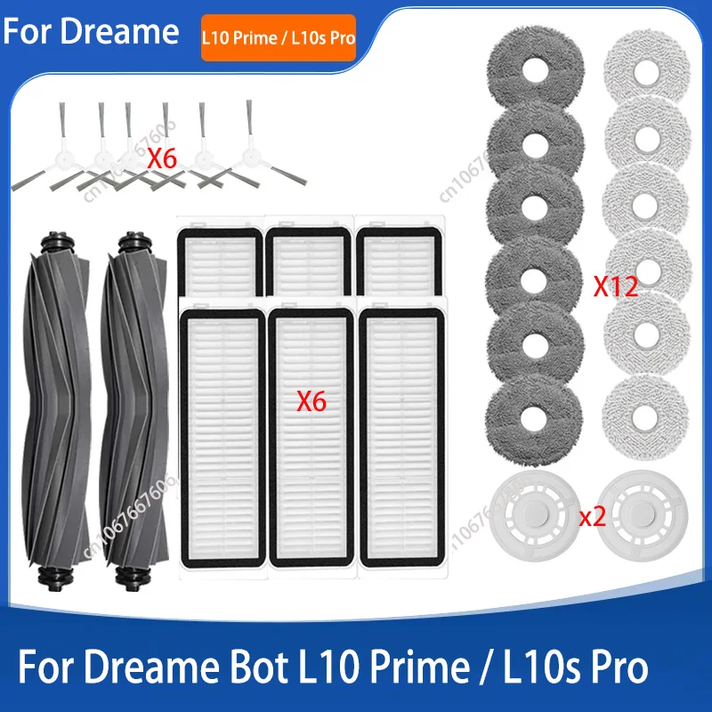 For Dreame Bot L10 Prime / L10s Pro Replacement Spare Parts  Main Side Brush Hepa Filter Mop Cloth Accessories