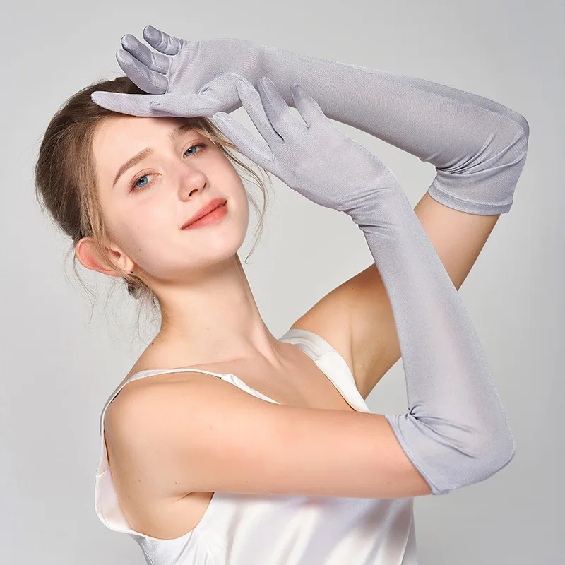 100% Natural Silk Gloves Summer Long Sun Protection Arm Sleeve Women's Full Finger Knitted Breathable Driving Sunscreen Mittnes