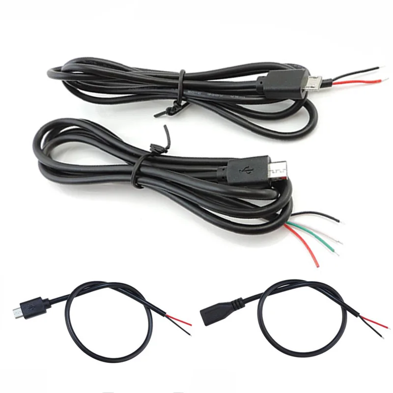 

0.3m 1m Micro USB 2.0 A Male Female Jack Cable 4 Pin 2 Pin Core Wire Data Charge Power Extension Cord Connector DIY