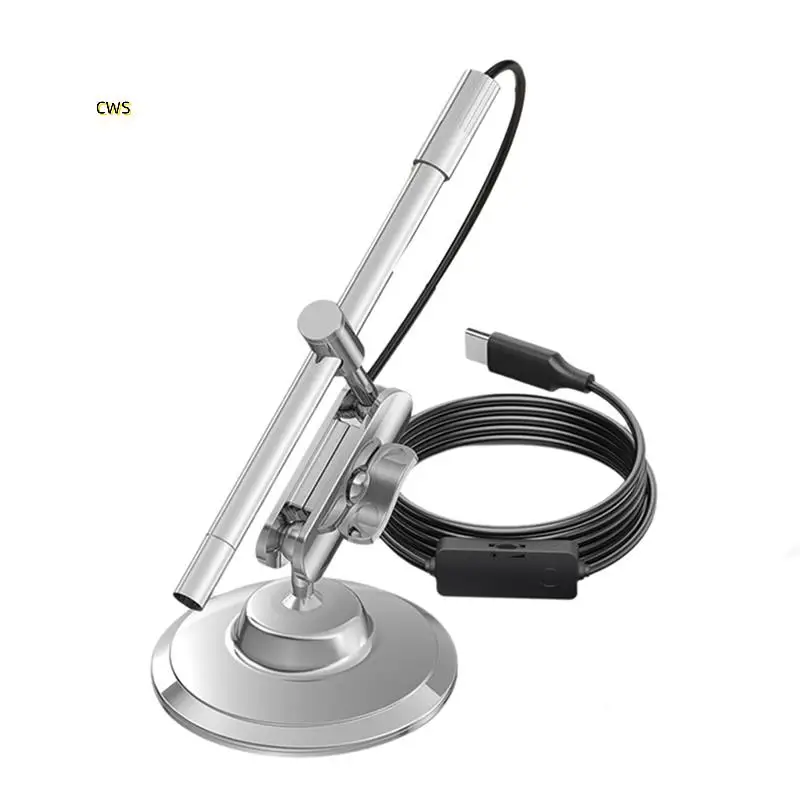 

USB-C Digital Microscope, 10X To 200X Magnification Portable Camera With 8 LED Lights, Handheld Rotating Metal Stand