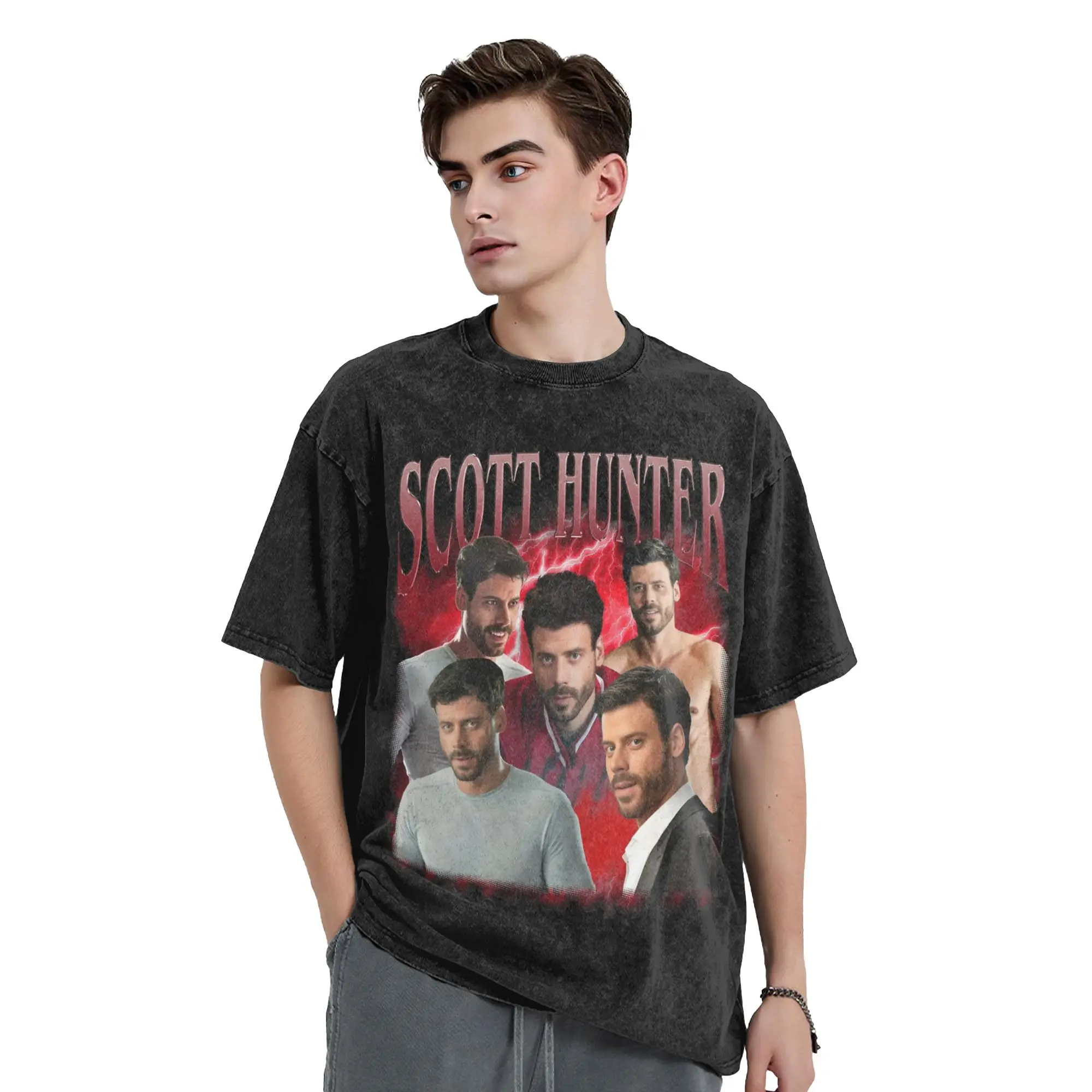 Washed T Shirts Heated Rivalry Scott Hunter Hip Hop Retro T-Shirt Streetwear Short Sleeve Graphic Tops Tee Shirt Men Women