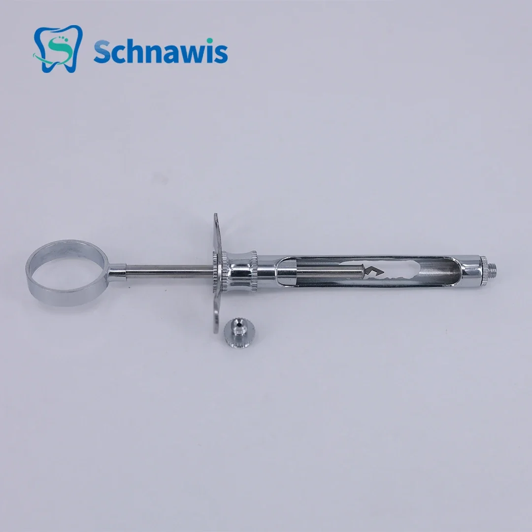 1 Set Dentistry Injection Syringe Hook-headed Sharp Head Stainless Steel Dental Aspirating Syringe Surgical Instrument 1.8ML