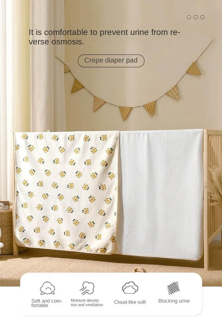 Wiederverwendbare Baby-Wickelunterlage, Abdeckung, Babywindel, Matratze, Windel für Neugeborene, Baumwolle, wasserdicht, Wickelunterlage, Bodenspielmatte – Detail 2