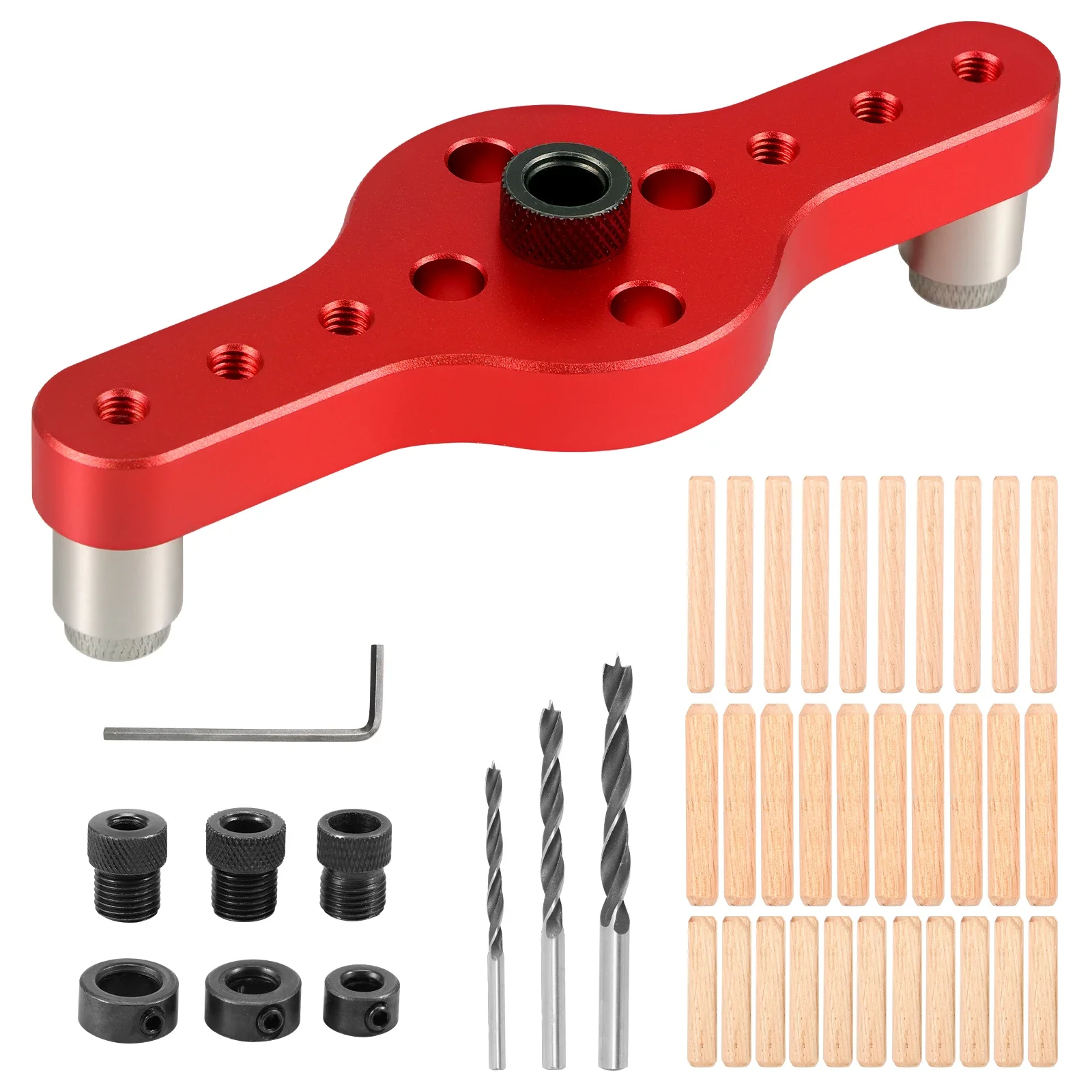 

Alloy Vertical Pocket Hole Jig Woodworking 6/8/10mm Drilling Locator Wood Dowelling Self Centering Drill Guide Kit Hole Puncher