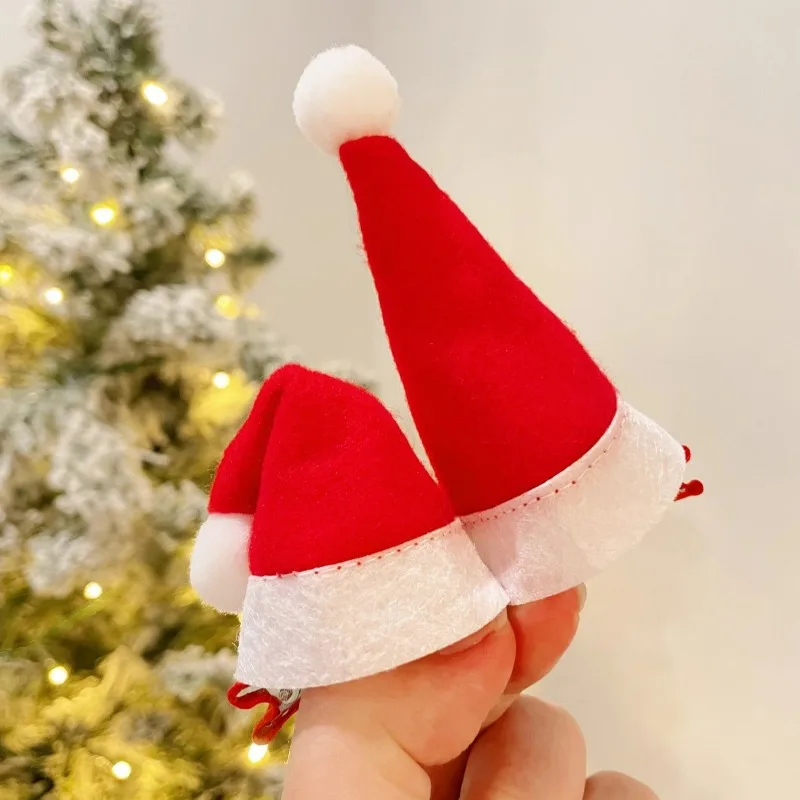 Christmas Hat Hairpin Small Santa Claus Cap Hair Clip Mini Father Christmas Hat Hairclip Festival Head Decorative Cute Barrettes