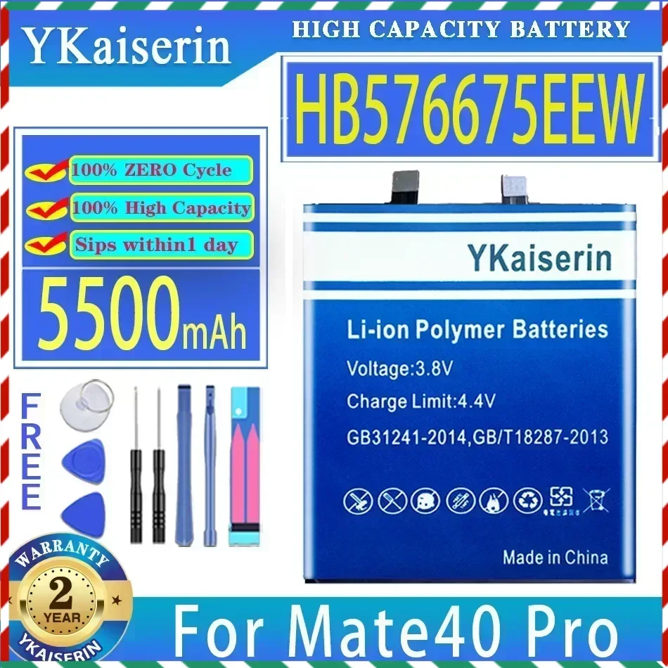 

YKaiserin 5500mAh Replacement Battery HB576675EEW For huawei Mate 40 PRO NOH-AN00 AN01 AL00 40Pro Batteries