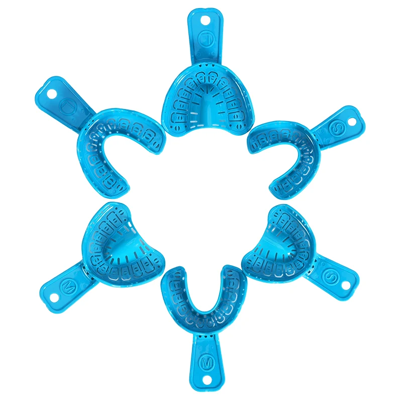 6pcs Dental plastic high-temperature resistant dental tray, blue orthodontic tool, intraoral molded dental tray accessories