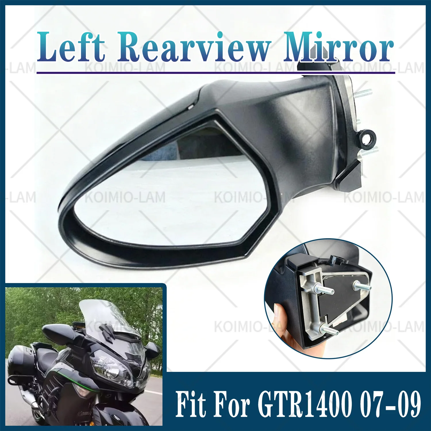 Ajustement pour 2007 - 2009 KAWASAKI Concours 14 GTR1400 ZG1400 moto gauche rétroviseur latéral rétroviseurs GTR ZG 1400 2008