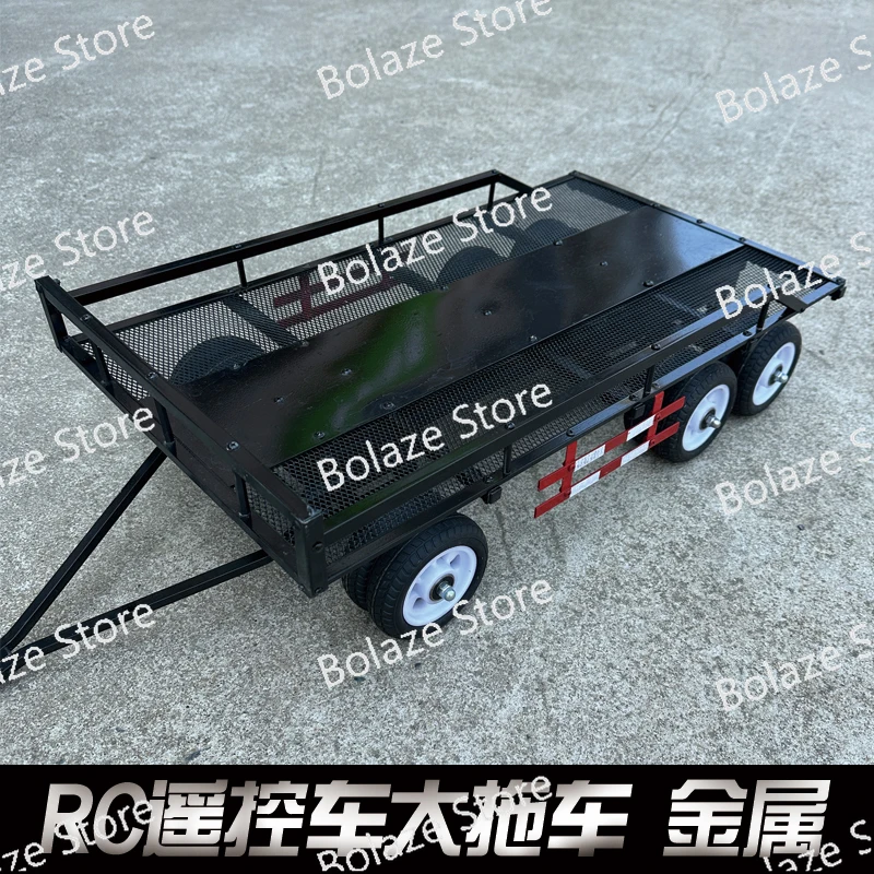 RC climbing vehicle metal three axle large trailer simulation 1:8 semi full trailer flat trailer tire independent rotation