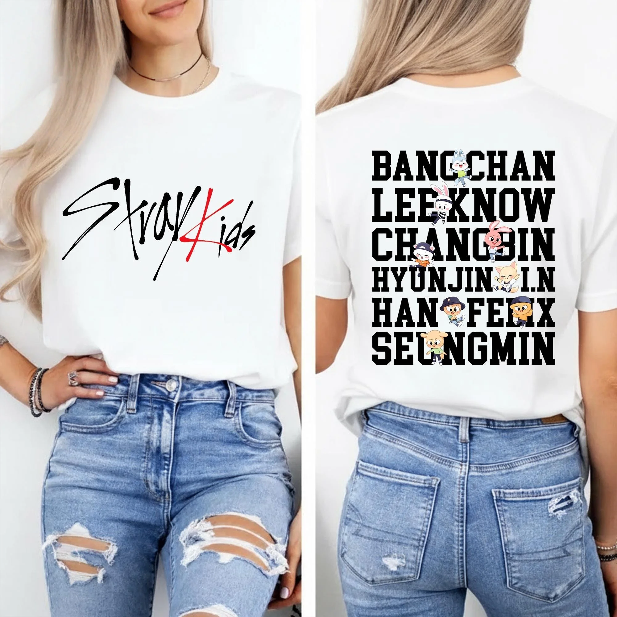 Stray Kids Sweatshirt Stray Kids Members Shirt Stray Kids Merch Fans Gift 2026 Summer Men's Women's Streetwear Cotton T-shirt
