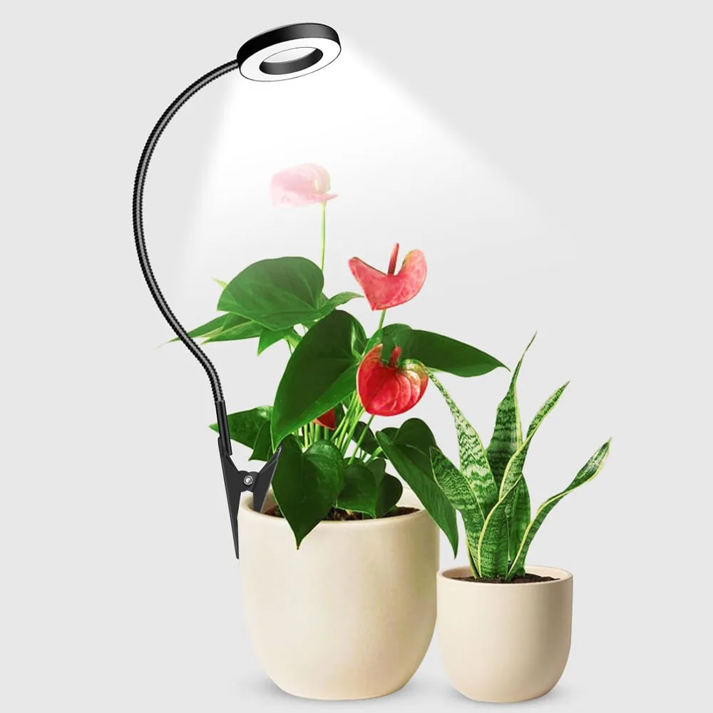 Luz LED para cultivo de plantas, Clip para maceta de espectro completo, USB, interruptor de 3 colores, temporizador de atenuación para el jardín del hogar