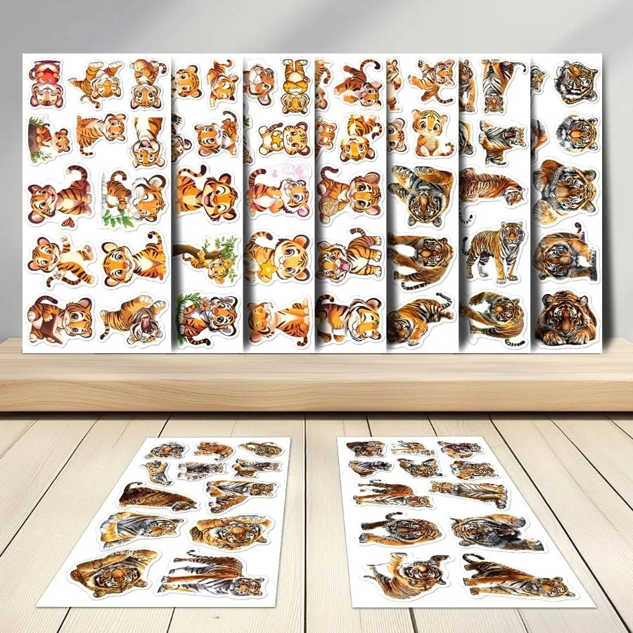 108 pçs bonito tigre adesivos à prova dwaterproof água vinil animais adesivos para adolescentes adultos selva vida selvagem decalques ideal para computador portátil wat