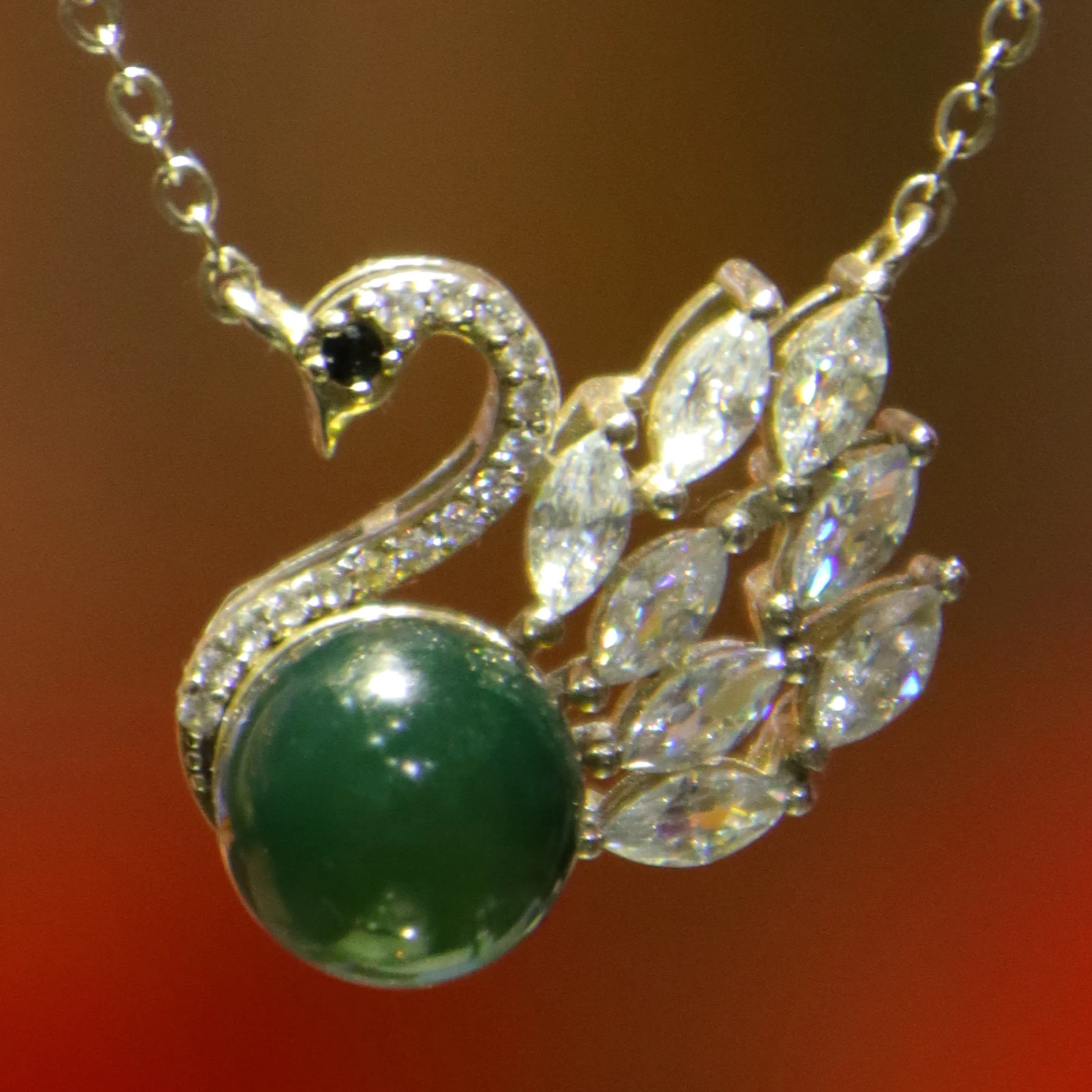 

9mm Natural Blue Amber Swan Pendant With Necklace, Round Shape, A Thoughtful Gift For Sisters And Couples