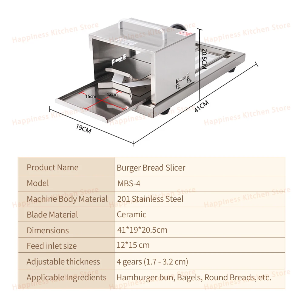 &Commercial Bread Cutter Manual Burger Bread slicing machine Stainless Steel