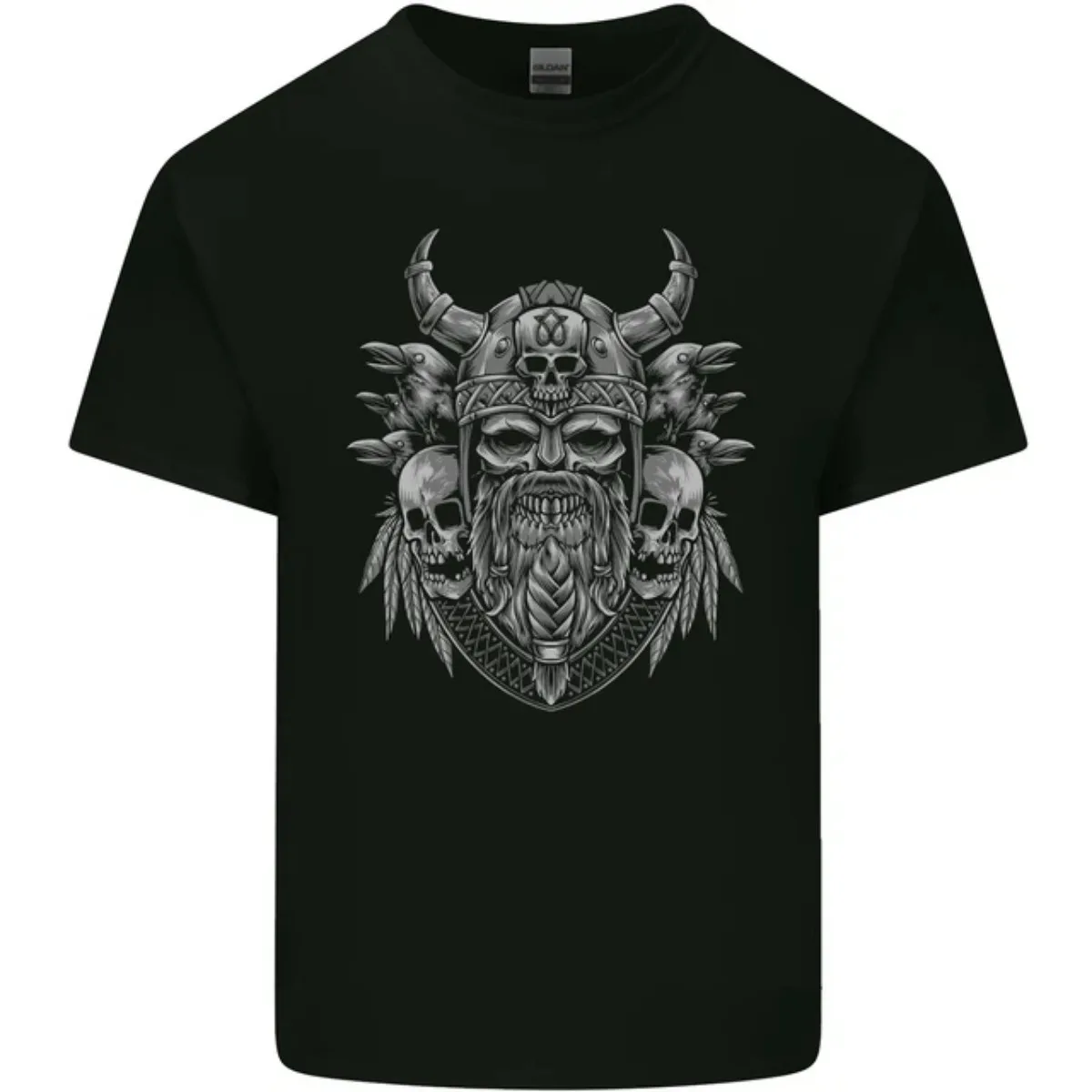 

Norse God Odin With Skulls And Crows T-Shirt 100% Cotton O-Neck Short Sleeve Summer Casual Mens T-shirt Streetwear