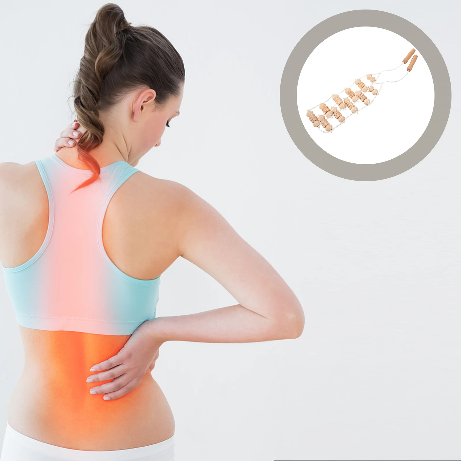 

Handheld Back Wood Massager Roller For Muscle Relaxation Portable Shoulder Neck Therapy Body Stretching Tool