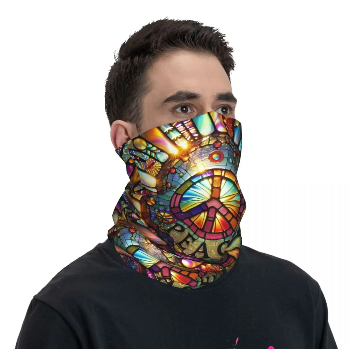 Pañuelo de poliéster para el cuello, mascarilla de amor y paz