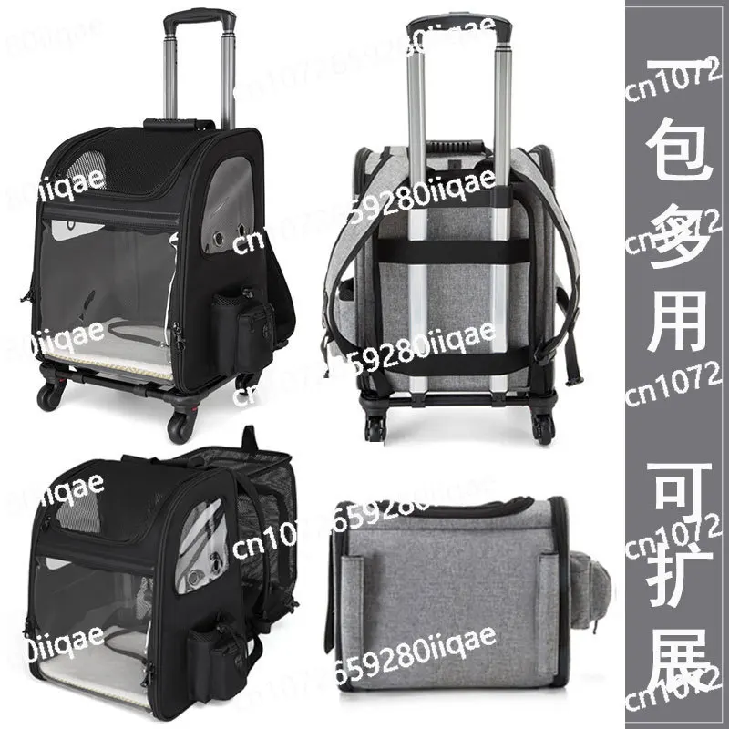 Cat and Dog Bag Summer Breathable Large Capacity Expandable Pet Bag Pet Trolley Suitcase Backpack Portable