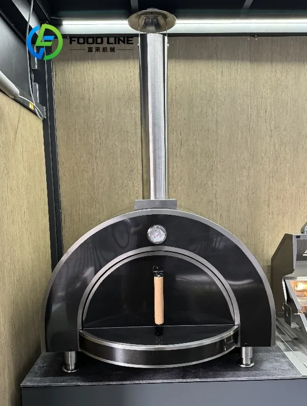 Wood Fired Pizza Oven With Curved Dome Structure And Tall Chimney Delivers Authentic Italian Baking Flavor For Restaurants