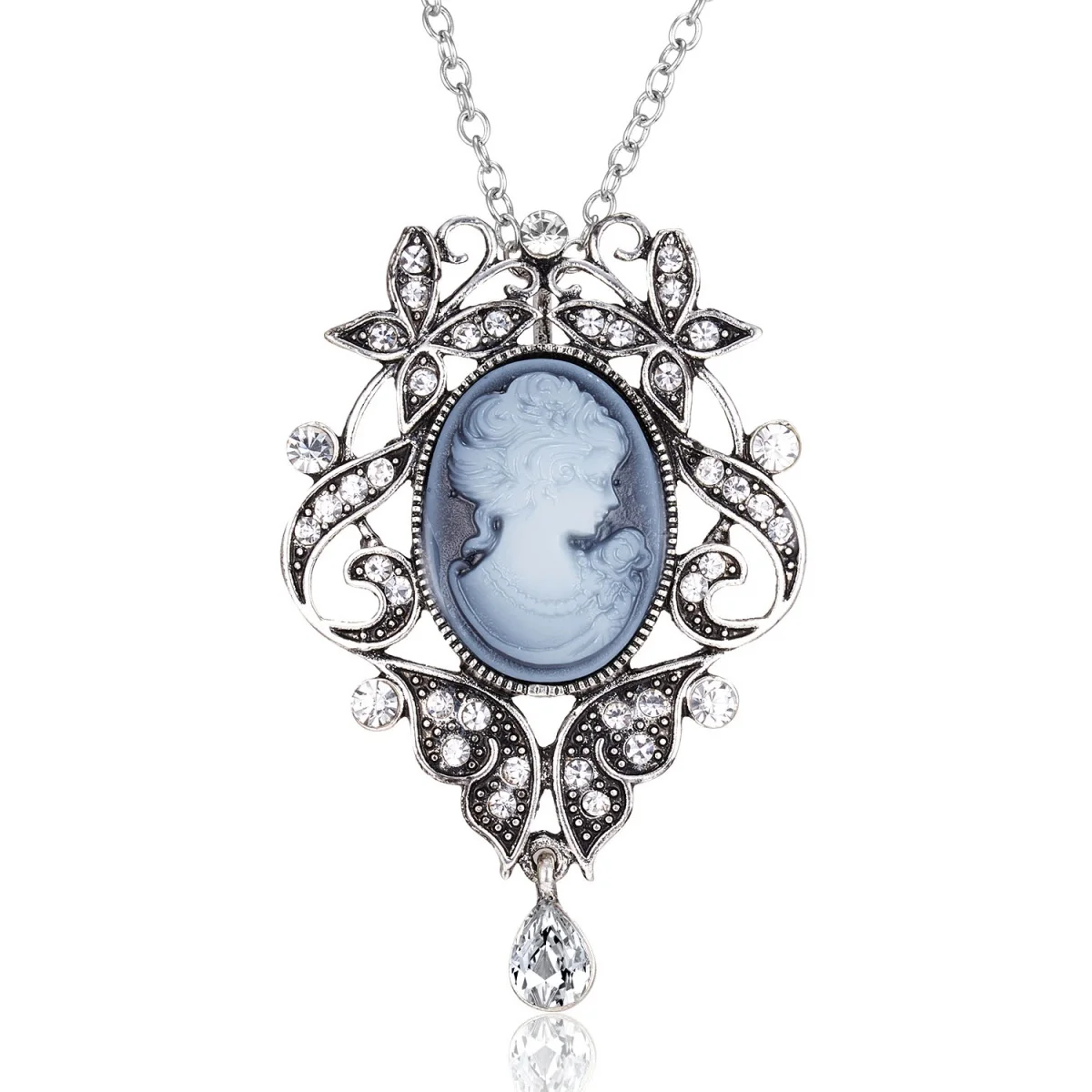 Vintage camée beauté Portrait pendentif collier pour femmes hommes de luxe résine dame reine fleur p