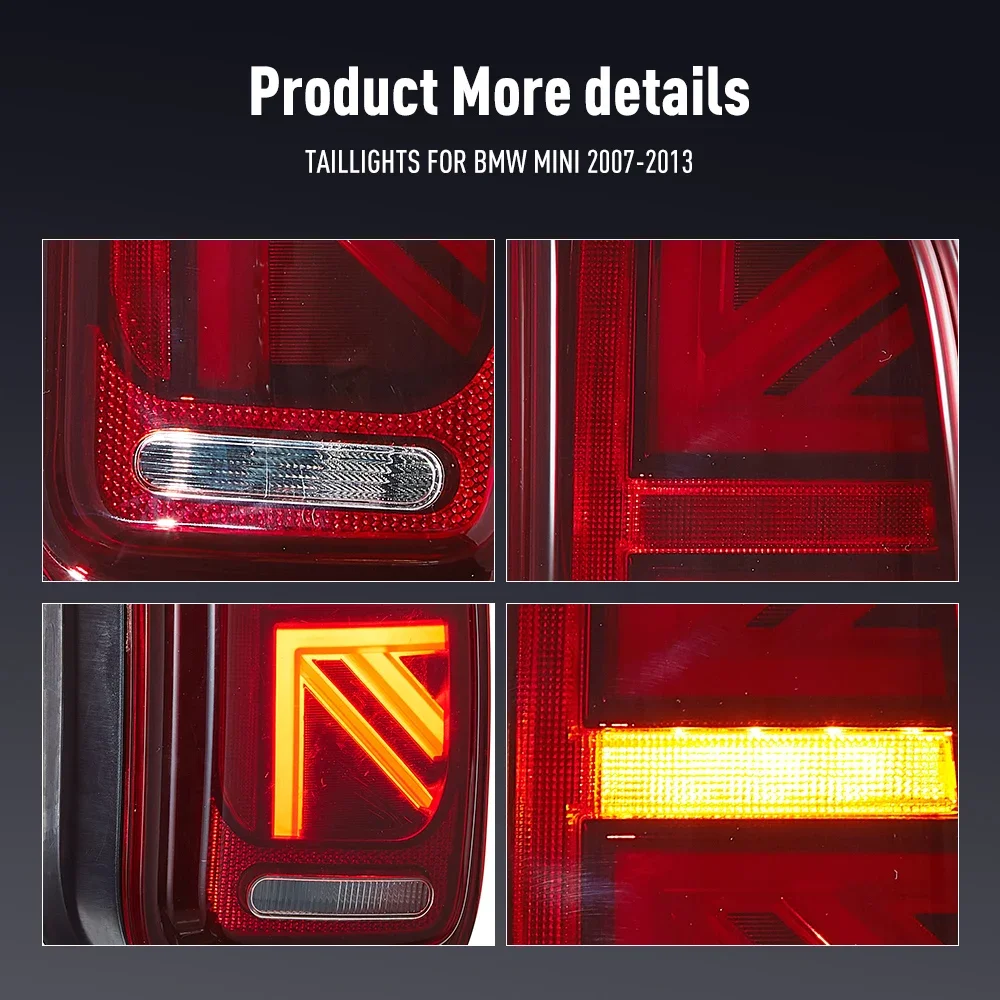 Para tylnych świateł LED do BMW Mini 2007-2013 DRL światła cofania, hamowania, kierunkowskazów, Plug and Play, kompletny zestaw tylnych świateł samochodowych