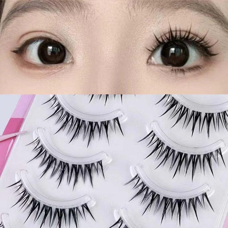 5 paia volume ciglia finte 3D ciglia finte a striscia completa fascia trasparente in un unico pezzo ciglia finte lunghe con ricciolo a C