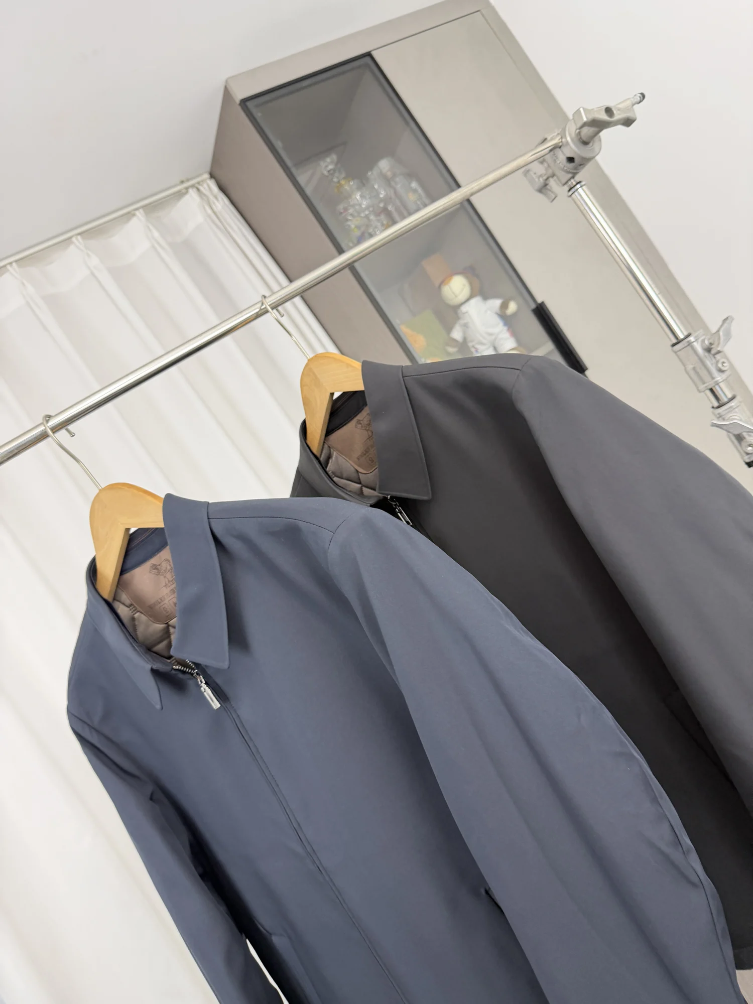  Windproof Water-resistant Men's Casual Business Jacket Stand Collar Autumn Winter Outerwear Durable Zipper Closure