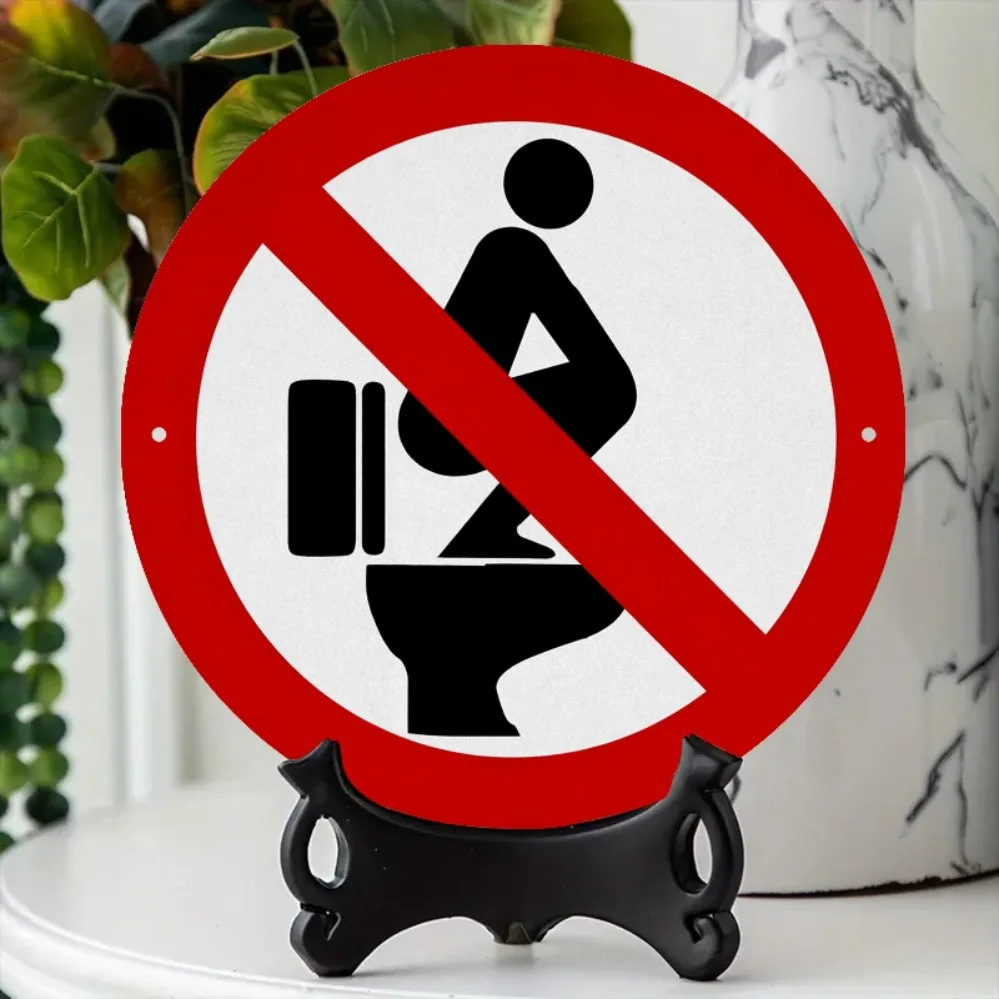 2D Metal Sign, Restroom Sign Prohibited squatting, 7.8 Inch Toilet Rules Sign for Home Farmhouse Potty Training