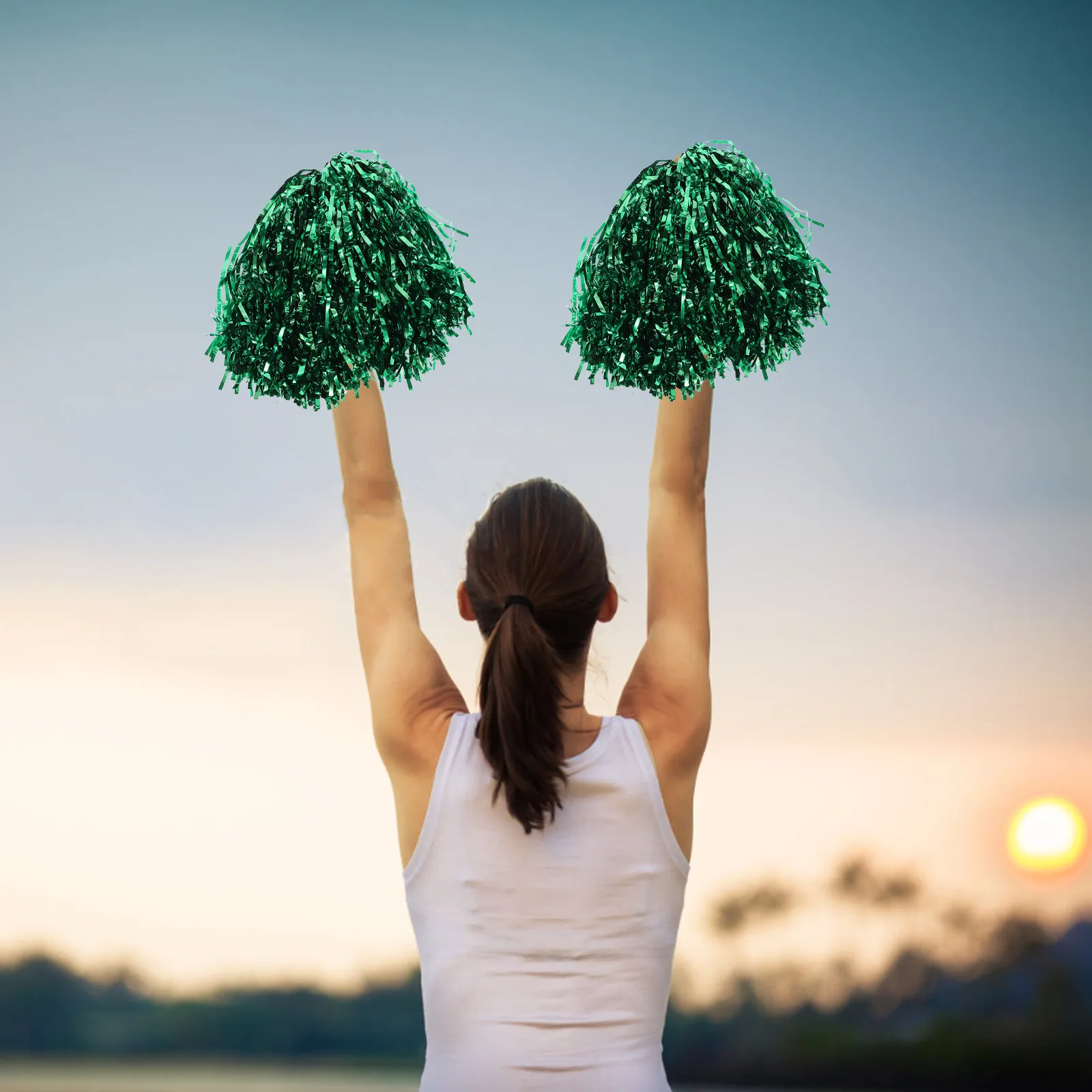

4pcs Cheerleading Pom Poms Pvc Lightweight Durable Fine Silk For Sports Events School Spirit Practice Dance