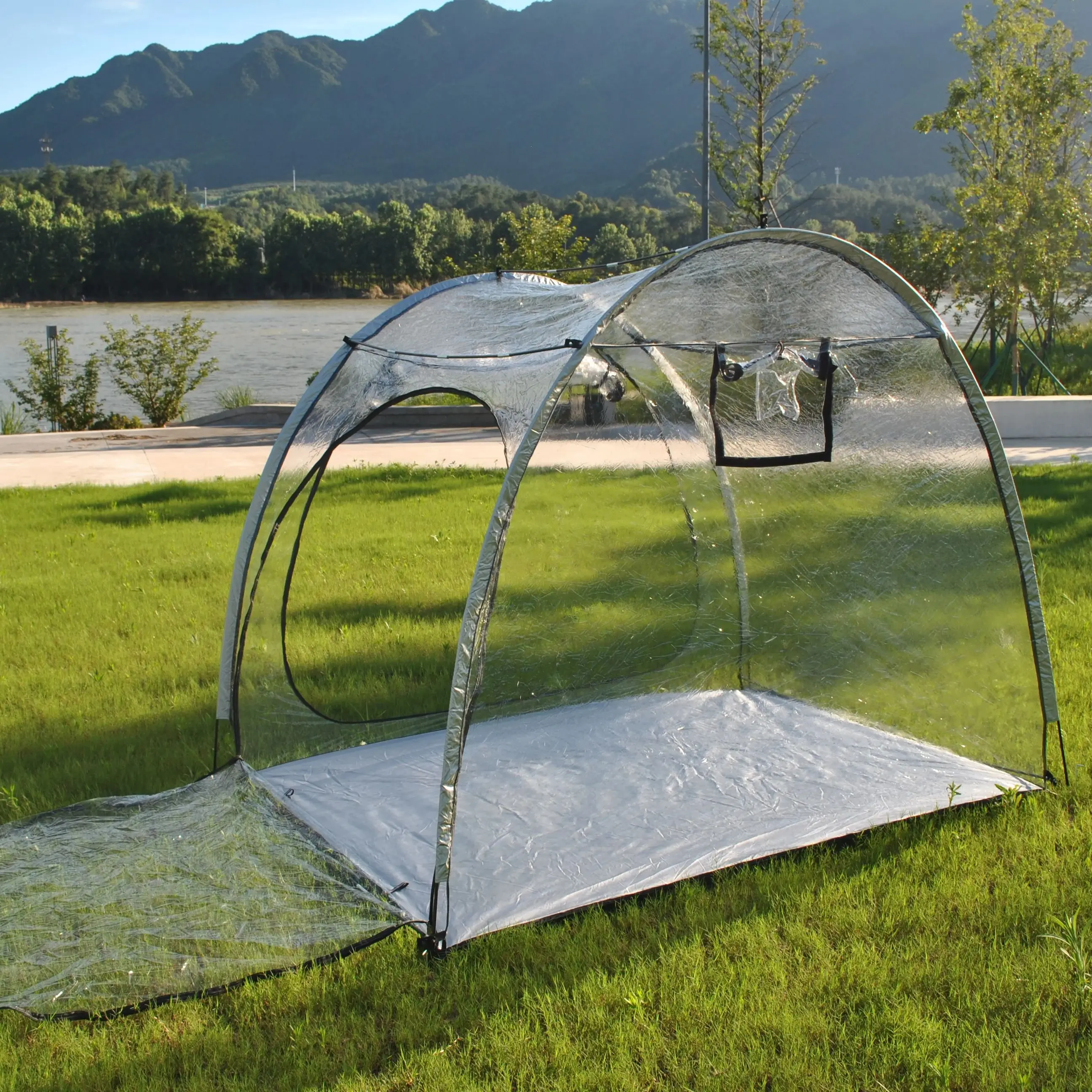 

PVC waterproof, two doors, widened double doors can accommodate 4 bicycles, motorcycles tents, storage tents,camping