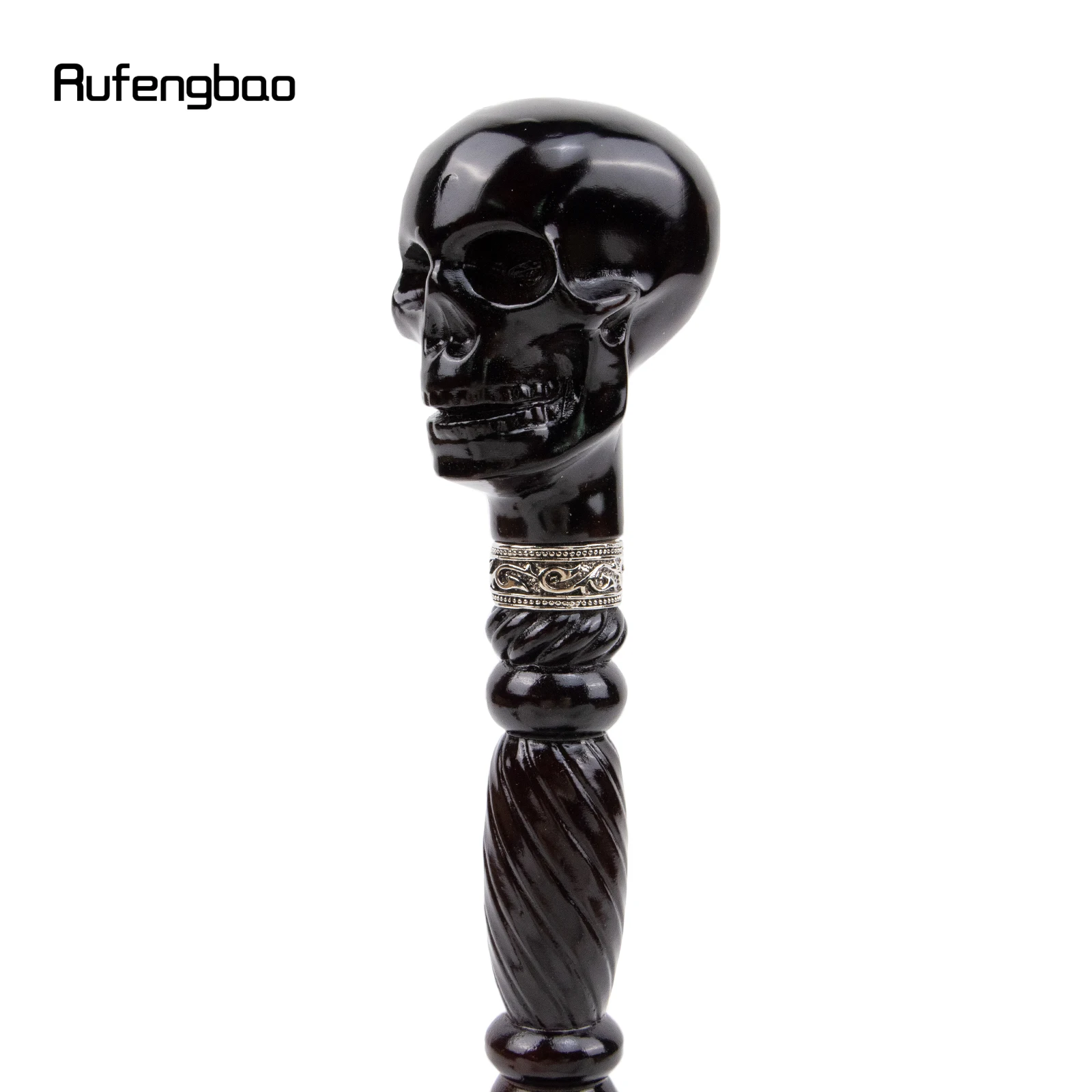 Bastón para caminar de madera con calavera del diablo creativo negro, bastón decorativo de madera para cosplay, varita de mazza para Halloween, 93cm