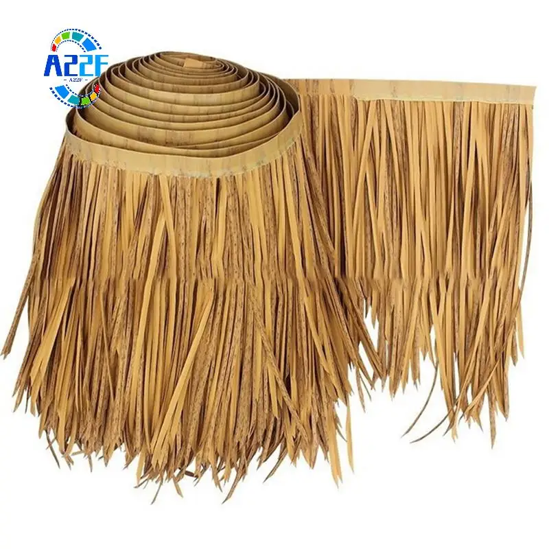 

A22F-DIY Straw Roof Rug Decor Grass Mat Plastic Palm Thatch Roll Deck Decor Plastic Vegetation