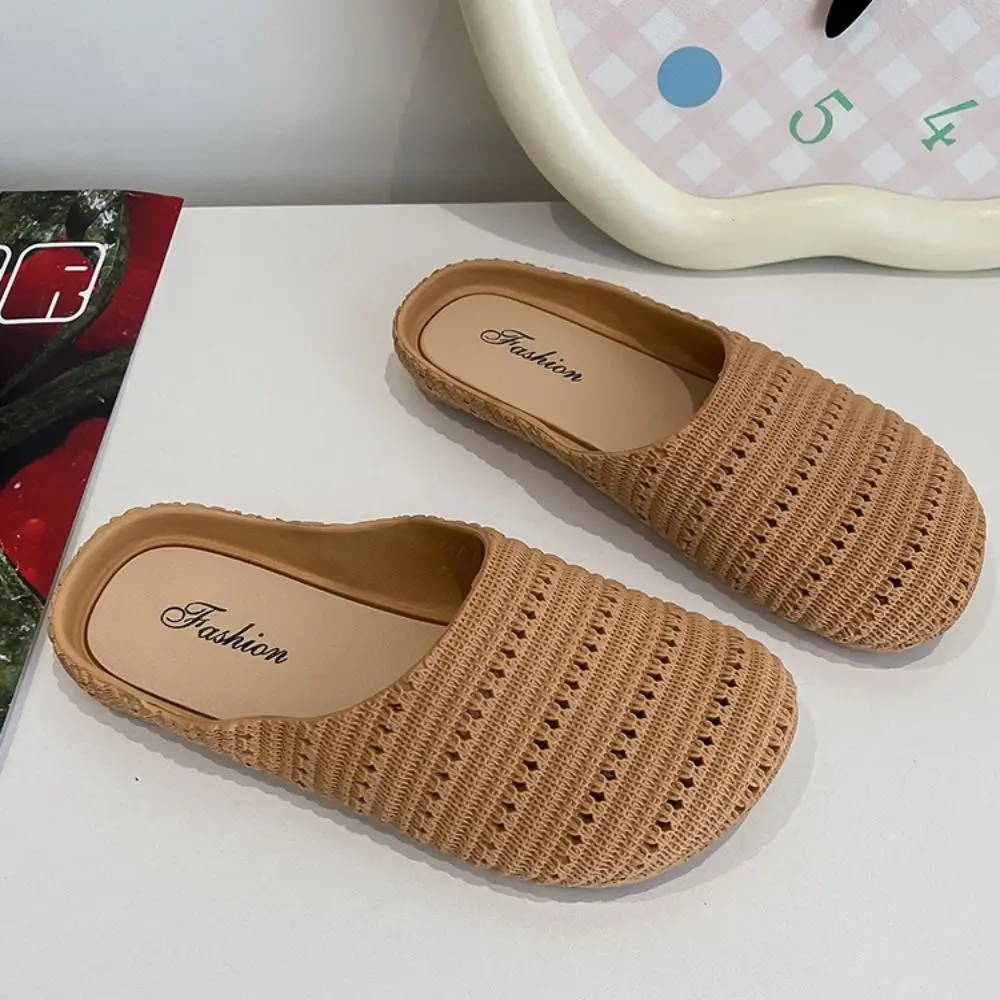 Atmungsaktive Baotou-Halbhausschuhe, leichte, hohle, atmungsaktive Sandalen, rutschfeste, vielseitig einsetzbare Hausschuhe mit flachem Boden, für den Sommer – Detail 11