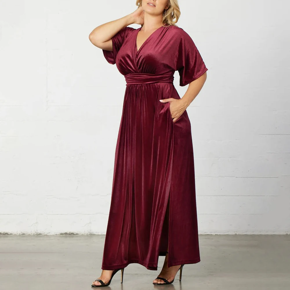 Plus Size długa sukienka dla kobiet 2024 letnie duże rozmiary czarne formalne cocas sukienka oversize elegancka kobieca szata przedsionka