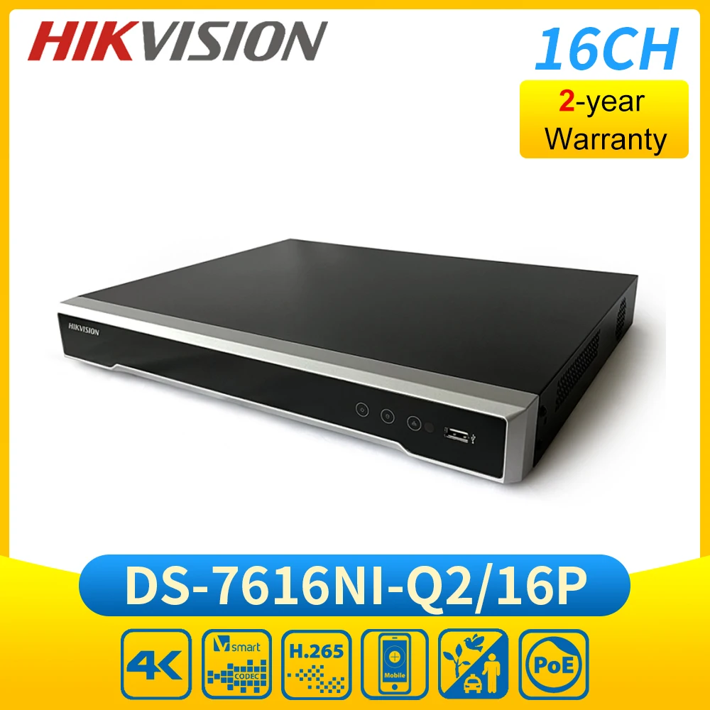 

Original H​ikvision DS-7616NI-Q2/16P 4K 16ch NVR POE H.265 Q Series 8mp Network Video Recorder