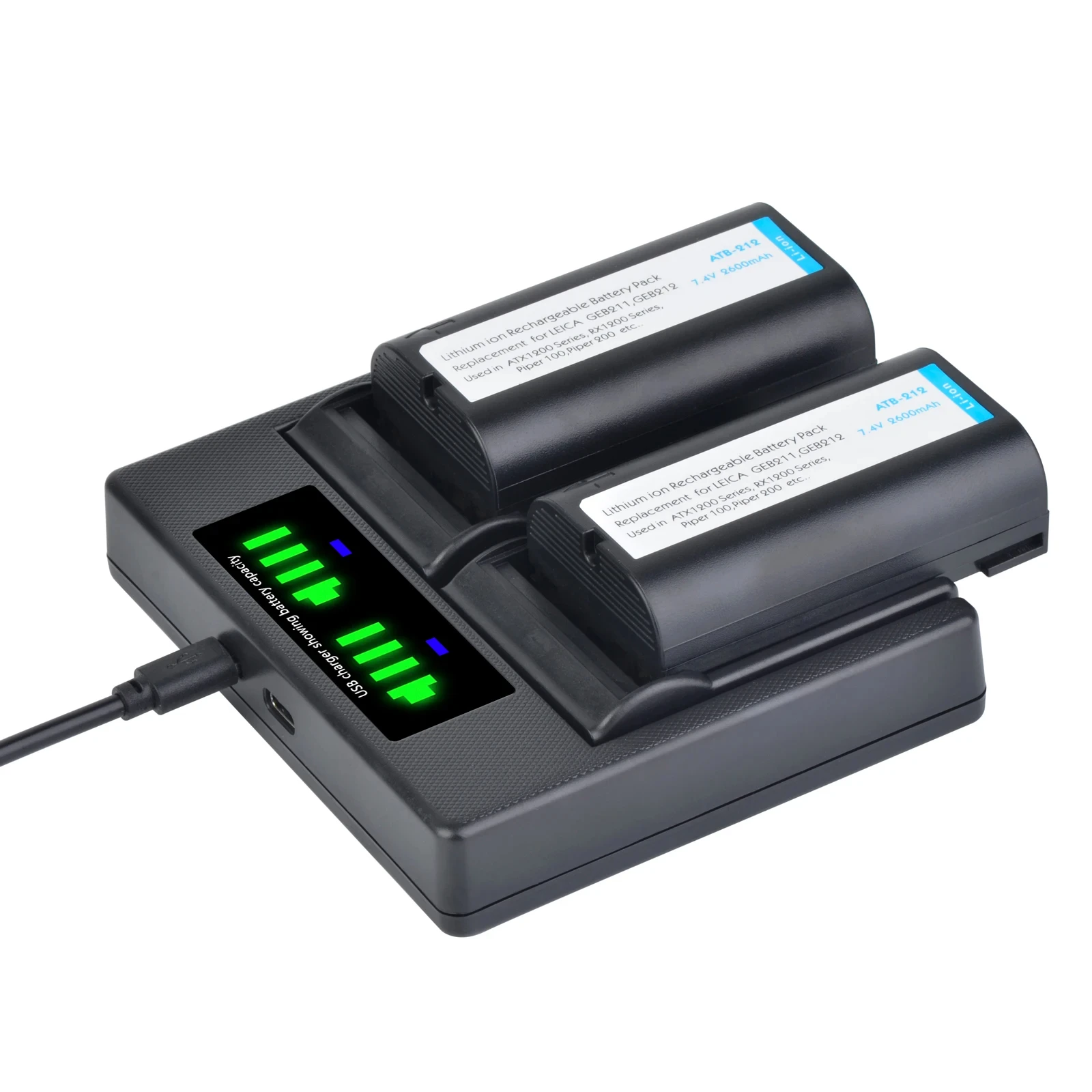 GEB211 GEB212 2600mAh Rechargeable Battery Pack & Charger for TPS1200 ATX1200 GPS1200 GRX1200 RX1200 TC1200 Series