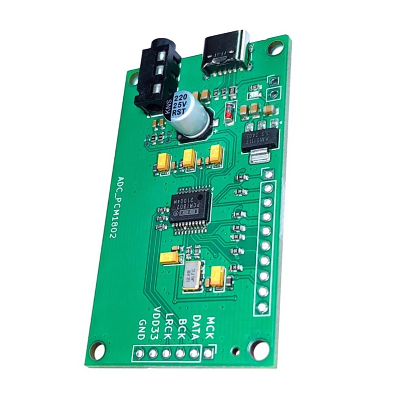 PCM1802 Audio ADC Module, 3.5Mm AUX Stereo Analog To I2S Signal Converter Recording Equipment Decoder