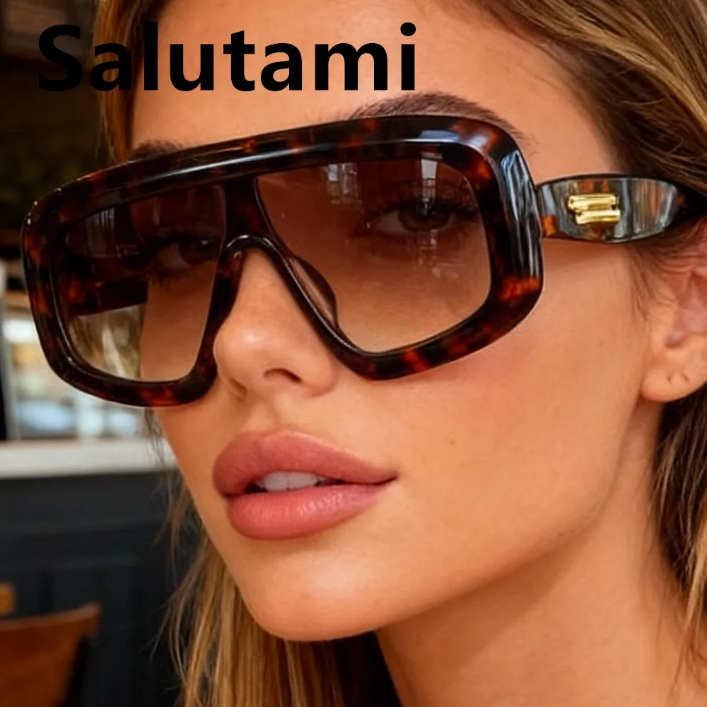 Vintage One-Piece Quadratische Sonnenbrille für Damen Neue Mode Schwarze Verlaufsgläser Übergroße Sonnenbrille für Herren Retro Gestreifte Fahrbrille – Detail 2